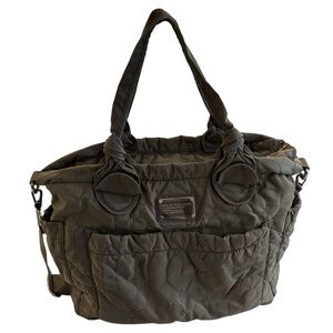 Marc Jacobs Quilted Olive Green Tote with Front Pocket